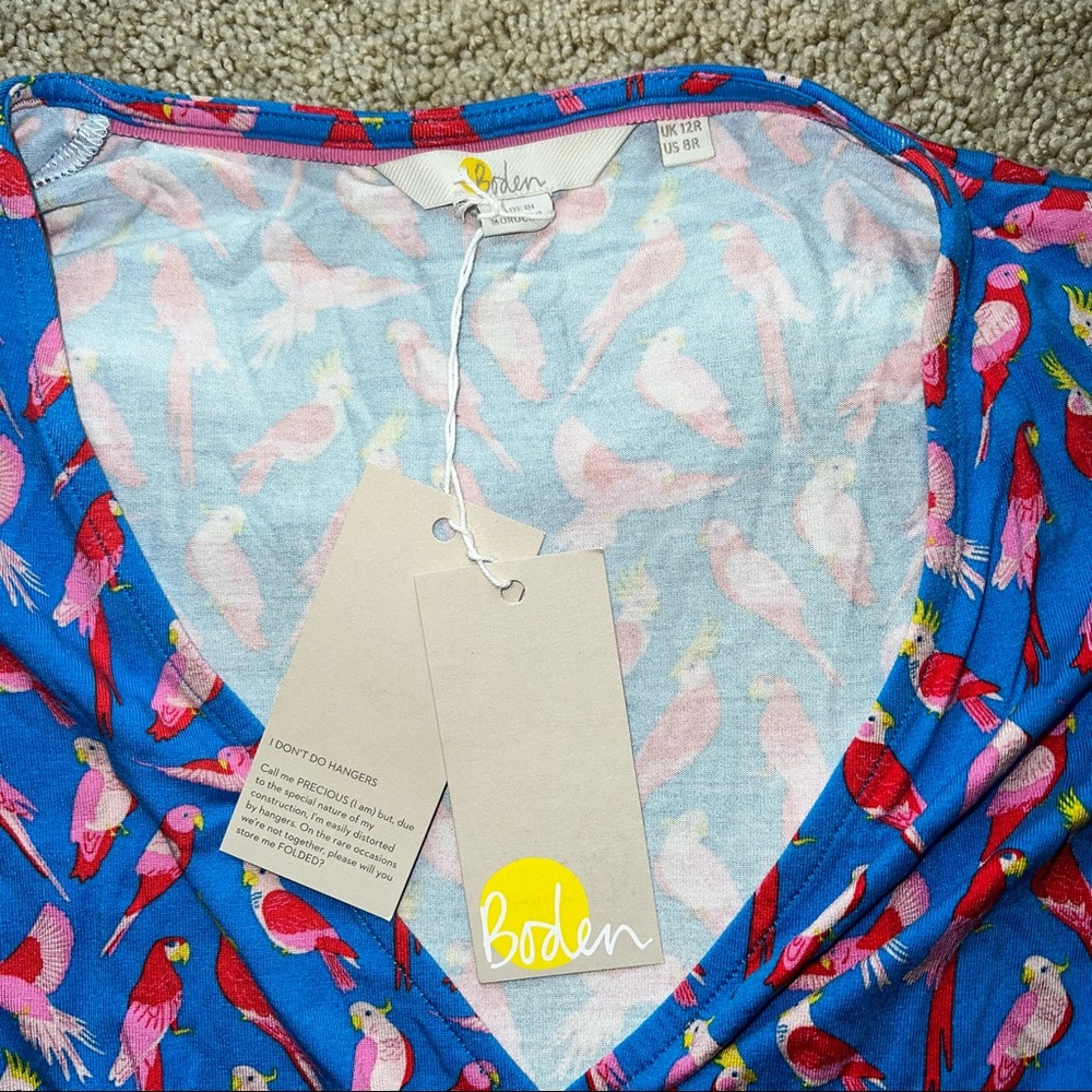Boden Blue Floral Bird Print Dress - Picture 5 of 7